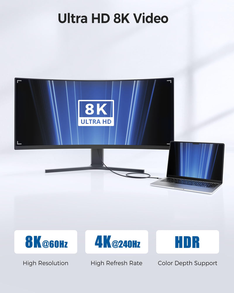 Cable Matters [Intel Certified] Braided 40Gbps Thunderbolt 4 Cable 3.3ft Black, with 240W Charging Power Delivery and 8K Video - Fully Compatible with Thunderbolt 3, USB 4 for Apple MacBook Pro, iMac 3.3 ft