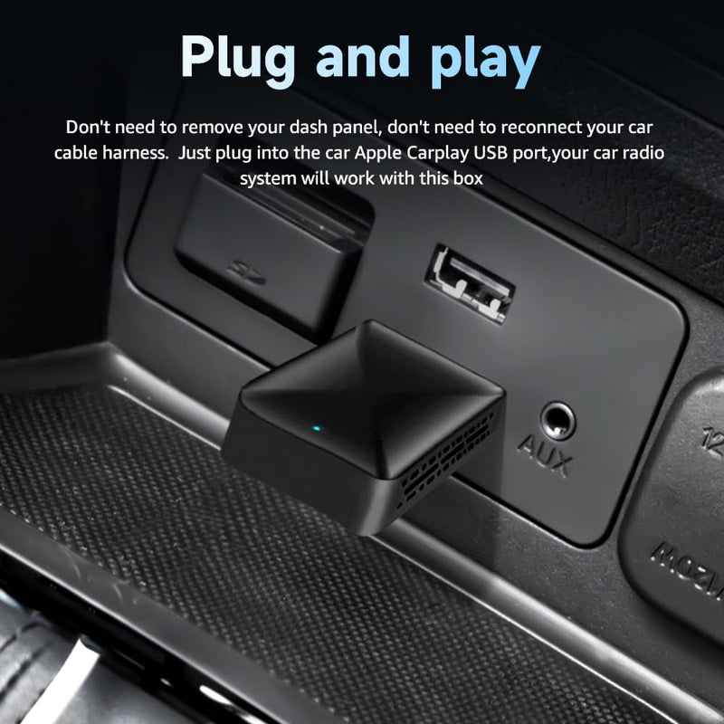 Mini Wireless Carplay Adapter 2024, Easy to Set Up and Upgrade Wired CarPlay&Android Auto to Wireless, Connects Quickly, Portable Mini Car Play Dongle, Fit for Cars with Built-in CarPlay