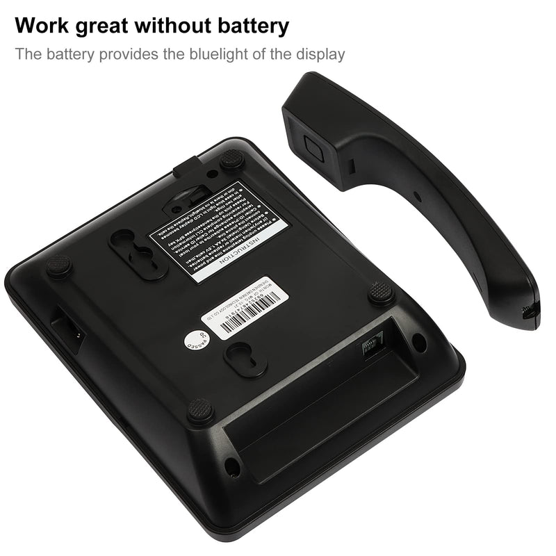 Corded Desktop Telephone–Wired Landline Phone for Home, Office, or Hotel with Adjustable Volume, 3-Level Screen Contrast, Caller ID, and Built-in Calculator-Black Black