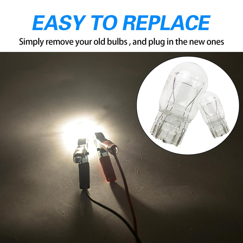 10 PCS Car T20 1891/7443 Dual Wire Brake Bulb, 12V 21/5W Super Bright Turn Signal Tail Light, DRL Indicator Light Micro Bulb Parts, Automotive Universal Lighting Accessory, for Cars (White) 10 PCS White #T20