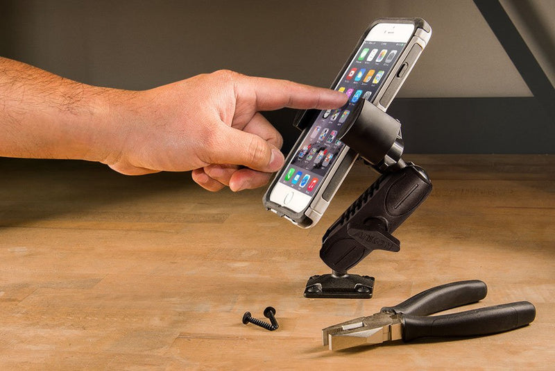 ARKON Mounts RoadVise Phone Holder with Drill Base and Adjustable Arm | Universal Phone Mount | Adjustable Arm | Strong Drill Base | Compatible with iPhone, Galaxy, Note, Pixel, and more