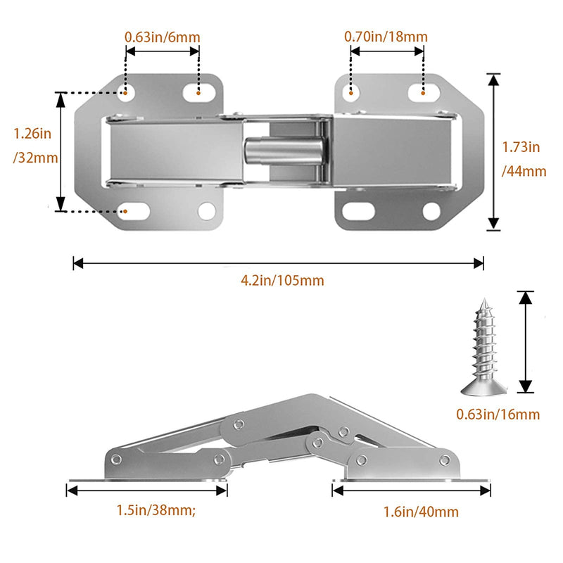 10-Pack Hidden Hinges for Cabinet Doors Frameless Cabinet Hinges Concealed Surface Mount Cabinet Hinges 10 Pack