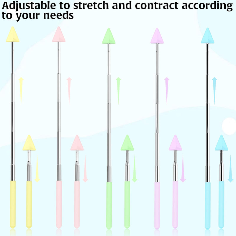 5Pcs Teacher Pointer Stick, Telescopic Adjustment School Supplies Pointer Stick for Classroom Triangle Pointers for Classroom, Suitable for School Teacher Supplies Retractable Stick(Macaron Colors)
