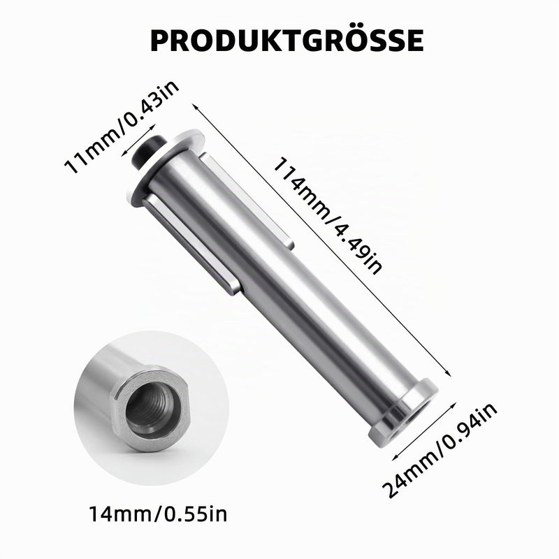 Silver Versatile Satin Roller M14 Thread Mandrel Satin Attachment Extension Adapter Mounting Mandrel M14 Thread Satin Machine Mandrel for Angle Grinder Roller Grinding Machine