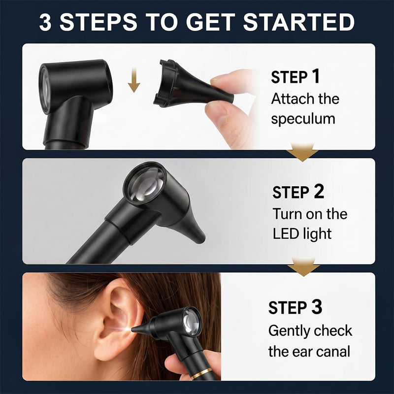 Zolara Mini Otoscope, Otoscope with Light, Portable Ear Care with 5 Otoscope Covers, Stylo Otoscope, for L'examen de L'oreille