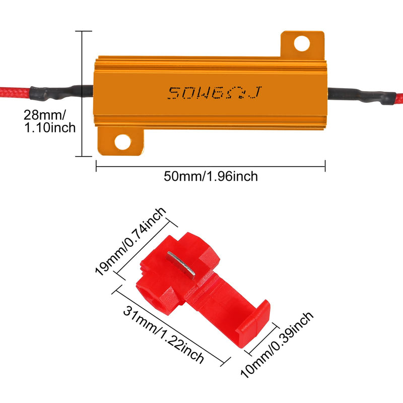 4Pcs 50W 6ohm Load Resistors Fix LED Bulb Hyper Flash/Error Code, Turn Signal Fast Blinker