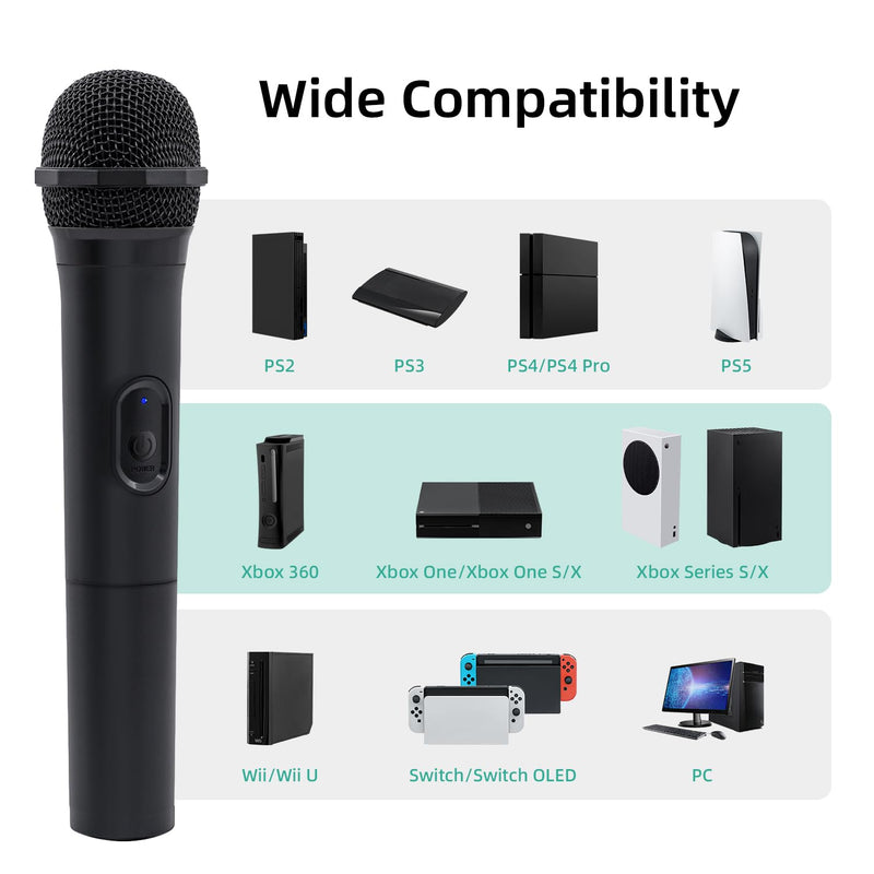 Mcbazel 2 Pack Wireless USB Gaming Microphone Compatible with Xbox Series X/S, PS5, Switch OLED, NS Switch/Switch2, PC, PS4, PS3, PS2, Xbox One X/S, Xbox One, Xbox 360, Wii