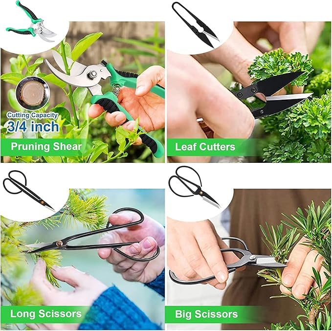 Bonsai Tools Kit 24 PCS for Beginners, Bonsai Tree Kit with PU Leather Bag, Pruning Shears, Scissors, Bonsai Wire, Succulent Repotting Tools, Gardening Gift for Women Men