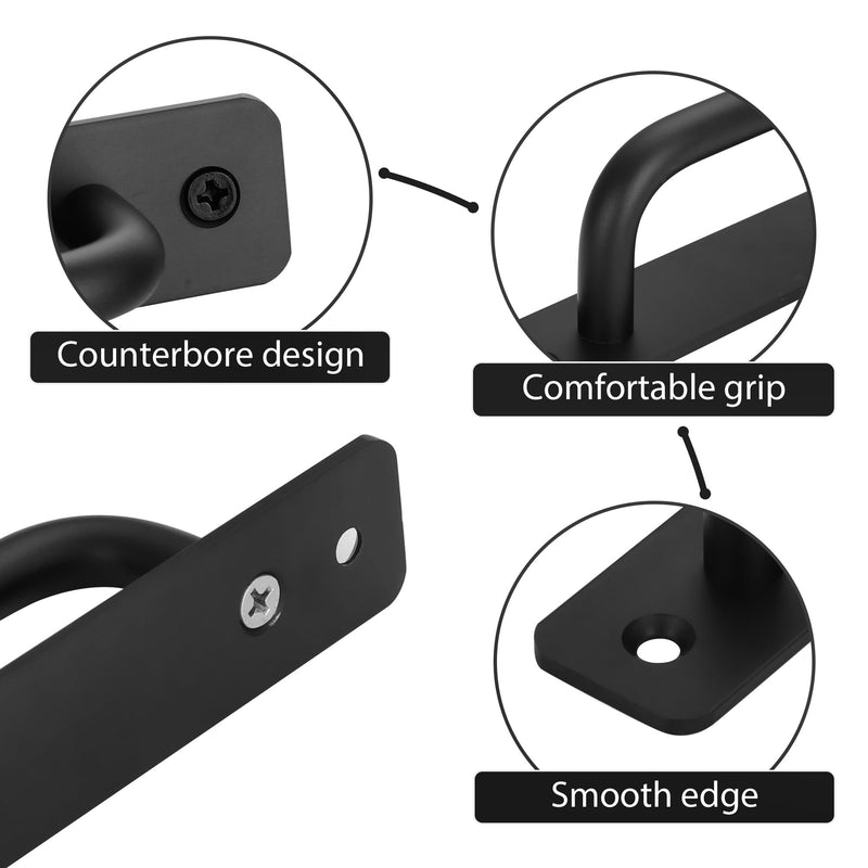 Malimali 10 Pack Black Barn Door Handles, 5" Hole Center Gate Handle Sliding Door Handles Modern Aluminium Door Pull for Pocket Door Bifold Closet Doors Hardware Replacement 5"/128MM Hole Centers Black-10 Pack