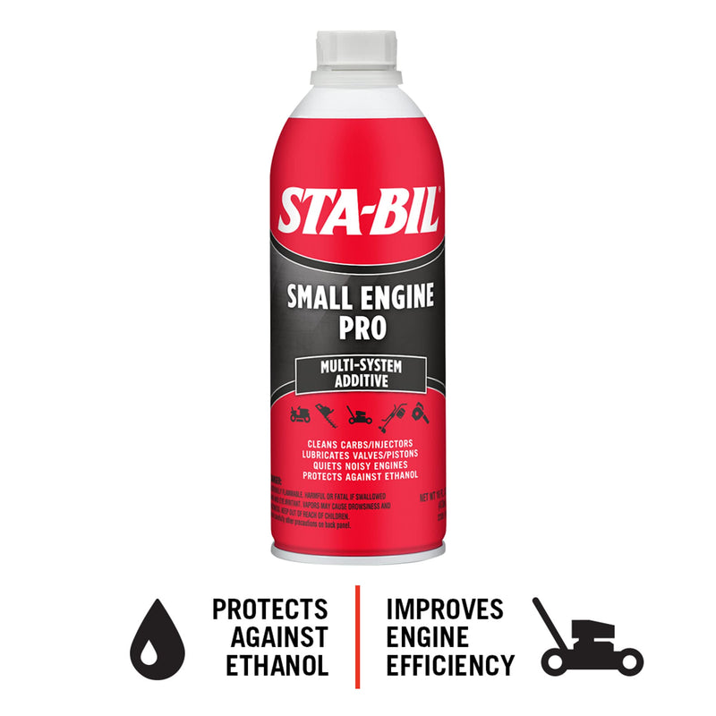 STA-BIL Small Engine Pro Multi-System Additive - Protects Against Ethanol - Cleans Carb And Injectors - Improves Engine Efficiency - Lubricates Valves And Pistons, 16 fl. oz. (22305) , Red 16 Fl Oz (Pack of 1) Individual