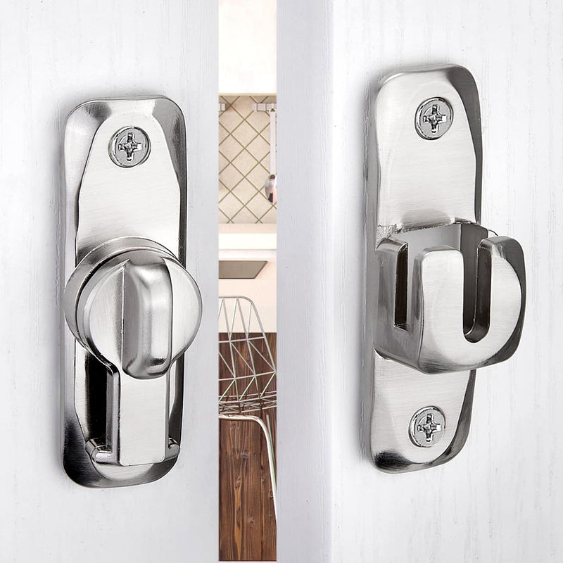 INIRET 6 Packs Barn Door Latches,Silver 90/180 Degree Gate Lock,Zinc Alloy Right Angle Door Lock Latch,Flip Gate Latches Hardware,Door Security Sliding Door Latch Lock fo Cabinets,Bathroom,Barn Door Silver