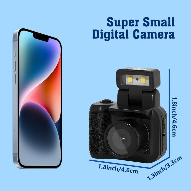 Mini Camera Keychain, Mini Retro Digital Camera,Retro Snap,1080P Hd with LED Flash Light,Nostalgic Photos,Vintage Video Effects,Great Gift Idea, White