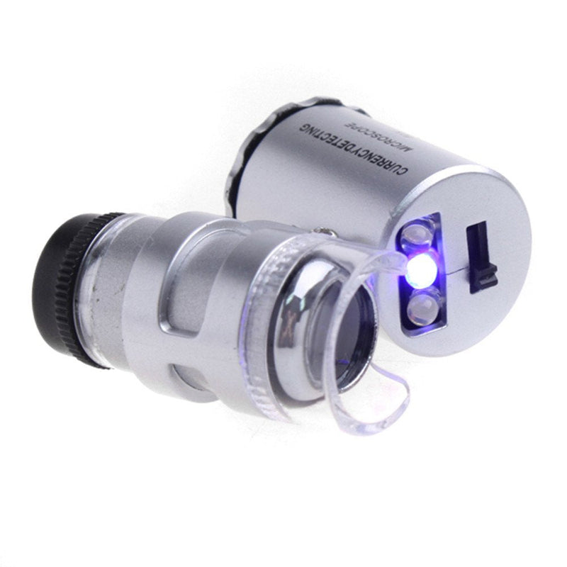 TRIXES Mini Pocket Microscope - 60X Jewelry Magnifier - LED Illuminated Magnifying Microscope | Compact LED magnifier for checking jewelry, stamps, coins and more