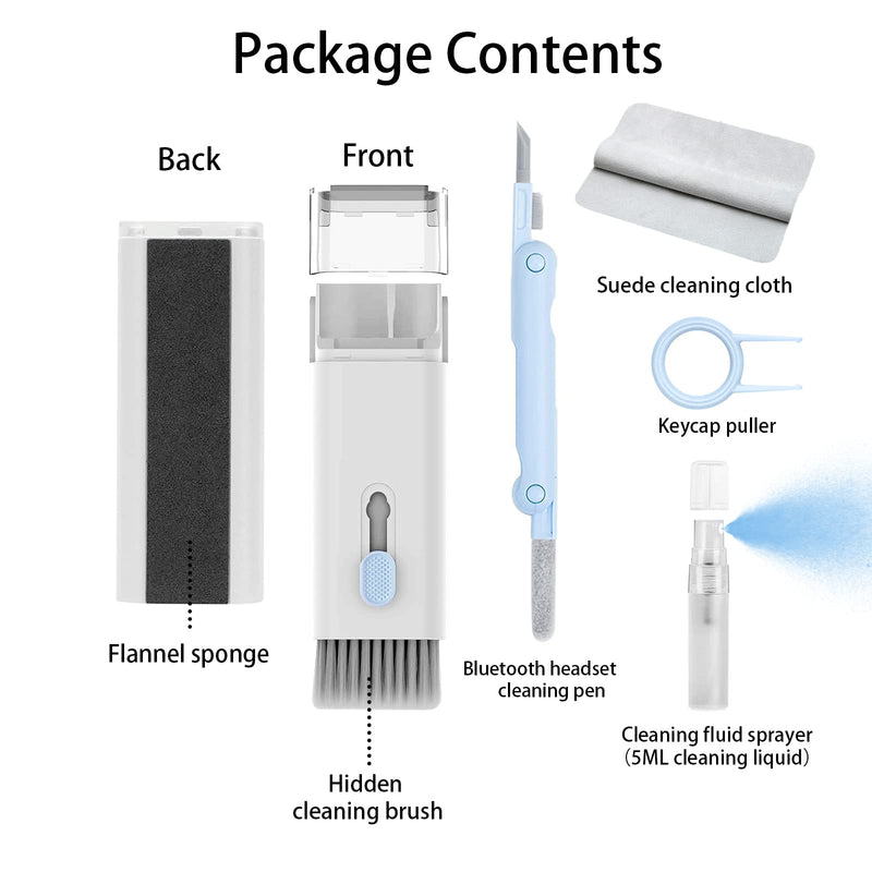 7 in 1 Electronic Cleaner kit - Keyboard Cleaner, Keyboard Cleaning Kit, Laptop Cleaner with Brush, Electronic Cleaner for Airpods pro/Laptop/Phone/Computer/Screen (Give Away a Flannel Cloth) Blue B-eight in one-blue