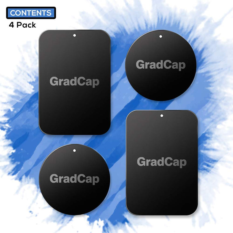 Metal Plate for Magnetic Phone Mount - 4 Packs Universal Ultra Thin Black Metal Disc w/Strong 3M Adhesive Sticker - Replacement Accessory Kit - 2 Rectangle (1.75"x2.5") & 2 Round (1.5"x1.5")