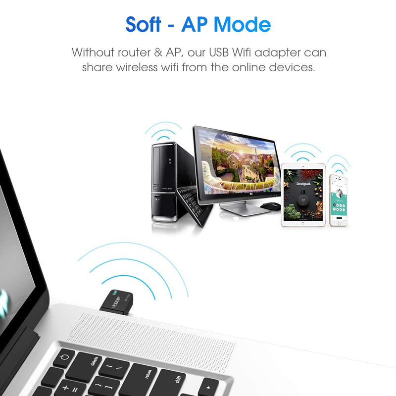 1300Mbps USB 3.0 Wireless WiFi Adapter for PC, USB Wi-Fi Dongle AC Mini Network Adapters 802.11ac 2.4GHz/5GHz Built-in Antenna for Windows 11/10/7/8/8.1/XP Mac OS 10.15 and Below EP1689