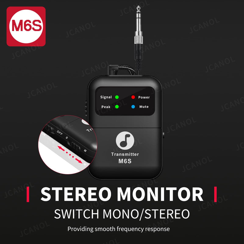Wireless in Ear Monitor System, 2.4G Stereo Wireless IEM System with Beltpack Transmitter Receiver Auto-Pairing, 164ft for Studio, Band, Live Performance 1 receiver +1 transmitter