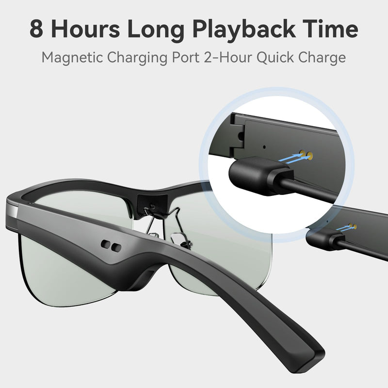 Smart Glasses, Polarized Bluetooth Sunglasses, Built-in Mic & Speakers, Voice Assistant, UV Protection, Bluetooth Glasses for Office, Driving, Cycling Outdoor Sports M9 Pro-greyish Green Lens