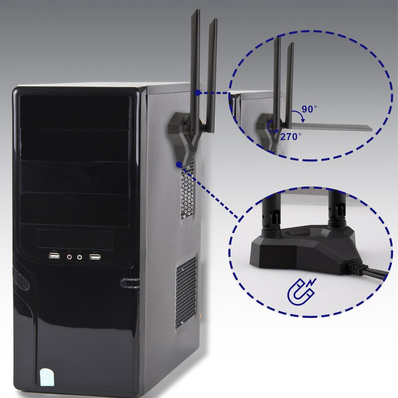OmniDirectional 2.4GHz/5.8GHz WiFi Bluetooth Antenna Powerful Magnetic Base with 150 cm Extension Cable