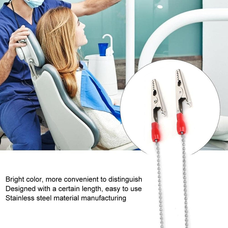 5 Pieces Dental Napkin Holder, 40 cm, Colorfu Stainless Steel Napkin Chain, Bib Clips, Napkin Clip, Dental Bib Clips, Dental Bib Clips, Dental Accessories for Kids, Adults, Elderly(Silver)
