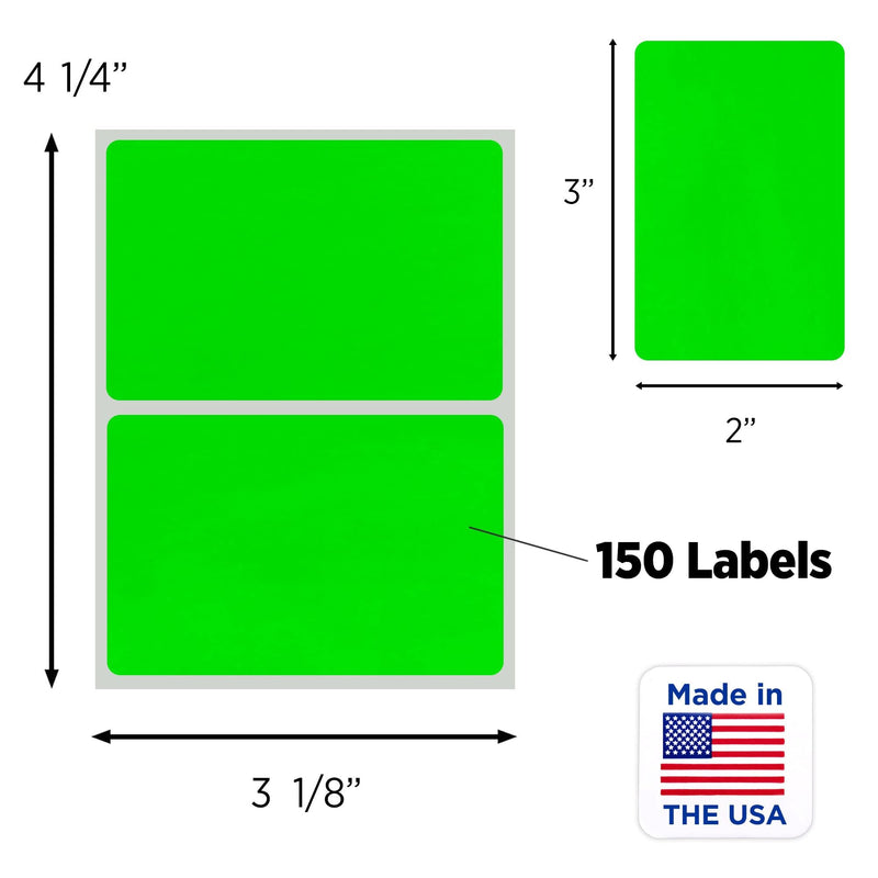 ChromaLabel 2 x 3 inch Name Tag Stickers, 150 Labels per Pack, Fluorescent Green