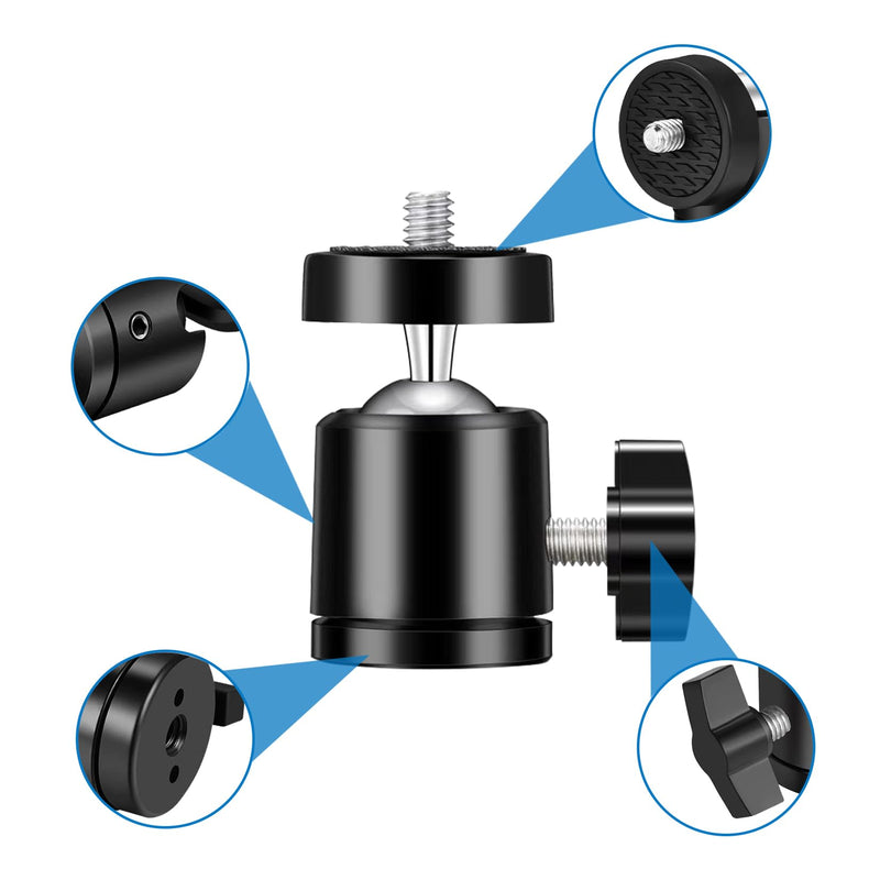 6pcs Mini Universal Ball Heads Tripod Ball Head Camera Screw Mount, 360 Degrees Rotatable Tilt with 1/4 inch Screew for Cameras Smart Phone Tripods Monopods Camcorder LED Light Stand
