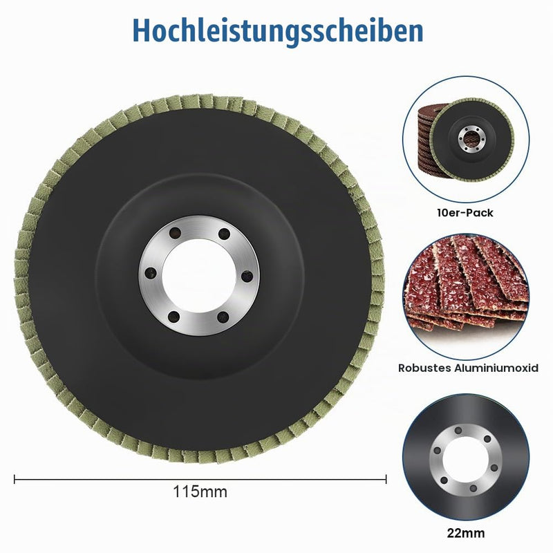 Flintronic Flap Discs, Diameter 115 mm x 22 mm, Grain 40/60/80/120 Mixing Set, Flap Discs, Flap Discs for Metal, Wood, Angle Grinder, Polishing Machine, Red, Pack of 10 #A8 115 mm 10 pieces grain 40/60/80/120