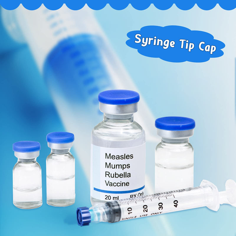 Tenare 500 Pieces Syringe Tip Caps No Needle Luer Connector Cap for Feeding Tubes Lab Supplies, Blue
