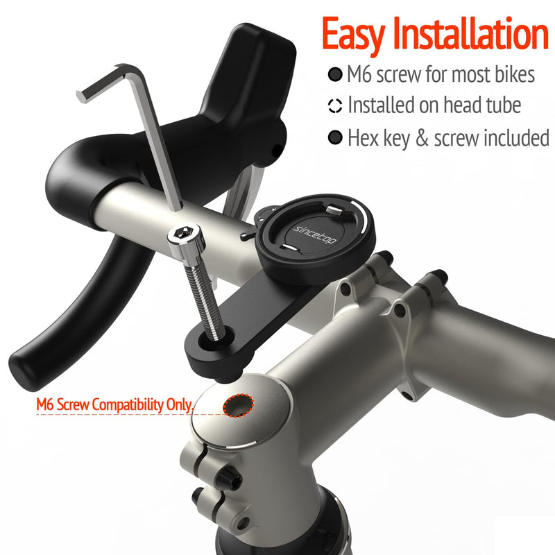 sincetop Bike Phone Mount, Mountain Cell Holder with Adapter, Aluminum Bicycle Mount for MTB Road Stem, Universal Quick Detach Cycling Clamp Built-in Ultra-Lock iPhone Samsung, Black 【Gen 1】Bike Stem Mount-Black