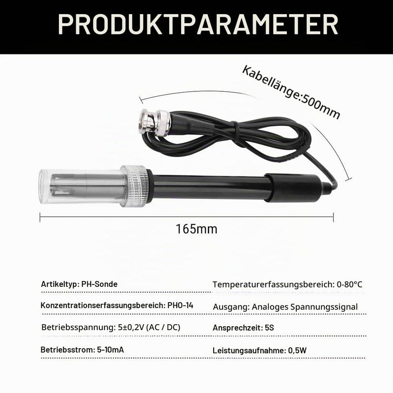 PH Probe, PH Electrode with BNC Plug, 0-14 PH Sensor for Pool Aquarium, Precise Values, Response Time 5s