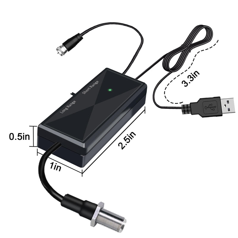TV Antenna Amplifier Signal Booster, 25dB High Gain Antenna Booster for TV Antennas Indoor Outdoor, Clears Up Pixelated Amplifier, Adjustable Reception Range, USB Power (BK18) BK18