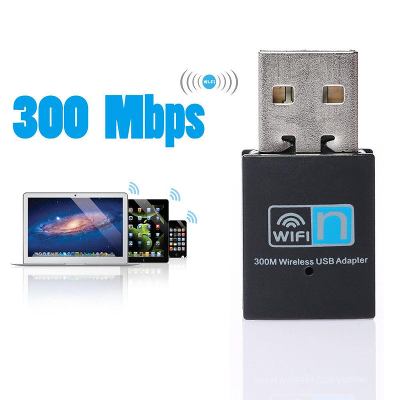 300Mbps USB WiFi Adapter, Wireless LAN Network Card Adapter Stick USB 2.0 Dongle for Desktop Laptop PC Windows 10 8 7 XP MAC OS (Plug-and-Play for Windows10)