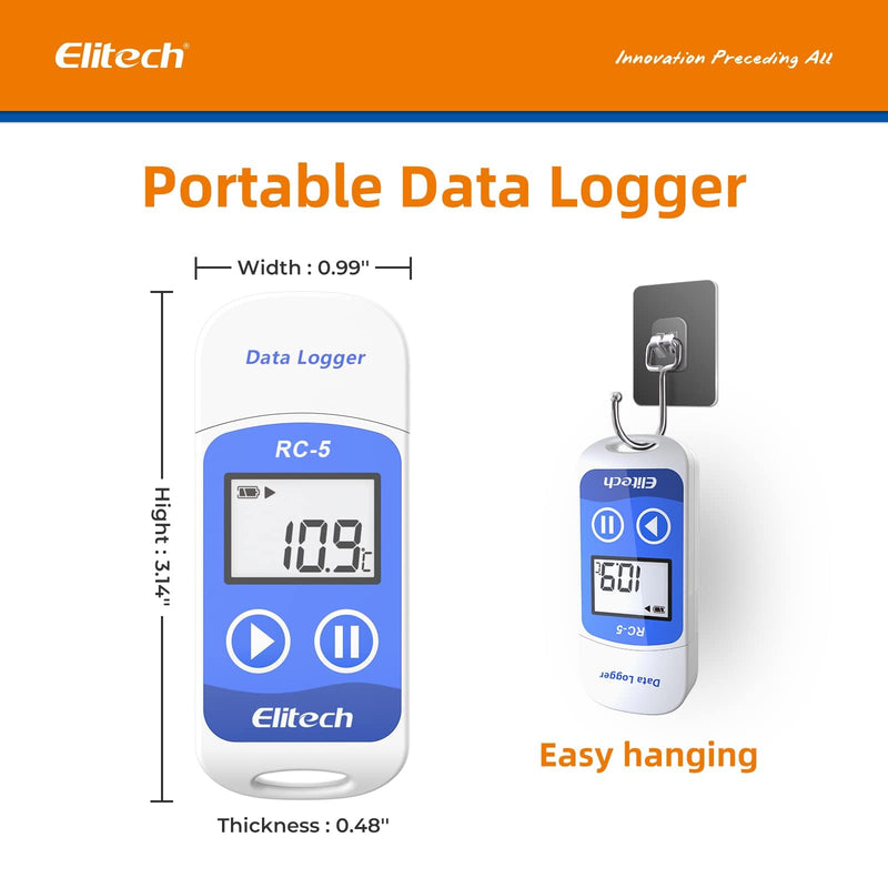 Elitech RC-5 USB Temperature Data Logger Recorder 32000 Points High Accuracy (Pack of 3) Standard (Pack of 3)