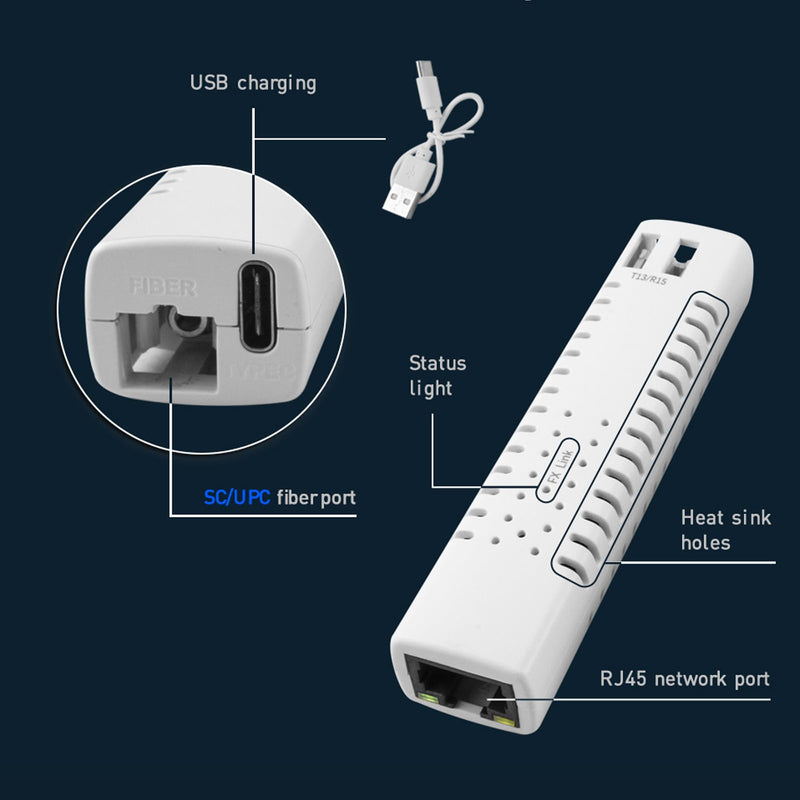 A Pair Mini Media Converter, Fiber Ethernet Coverter, Gigabit Media Converter 10/100/1000Base-Tx to 1000Base-FX TX1310nm/TX1550nm Single Mode 3Km, Type-C, with Power Supply MINI 3KM, RJ45