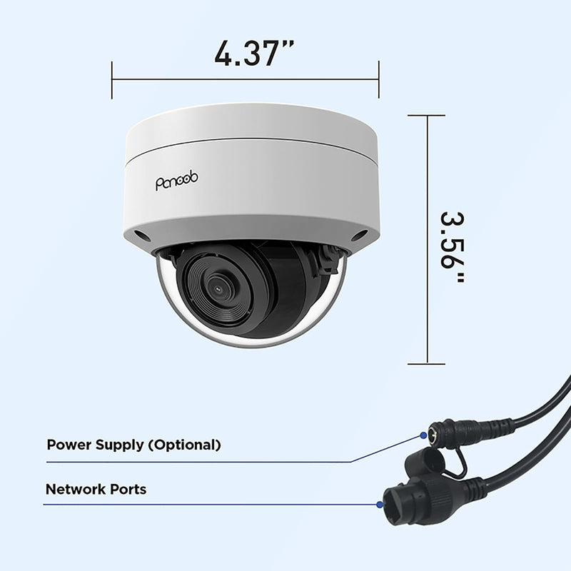 5MP PoE Camera with Mic, H.265 Outdoor Vandal Dome Security PoE IP Camera, AI Human Detection, 100ft IR Night Vision, 2.8mm Lens IP66 IK10 Resistance, 110° Wide Angle, PD54BA1-5M (Not PTZ) 5MP DOME CAMERA