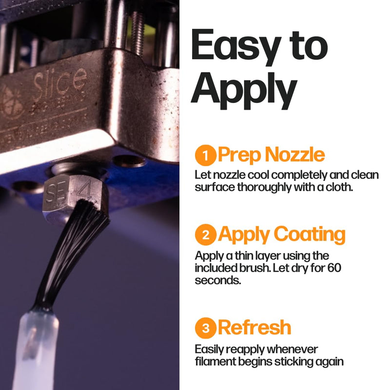 Slice Engineering Plastic Repellent Paint Repels Plastic & Prevents Buildup on the Nozzle | Get Enhanced Print Quality | Hassle-Free Application | Water-Based PTFE Nanosuspension (3 mL - 5 Pack)