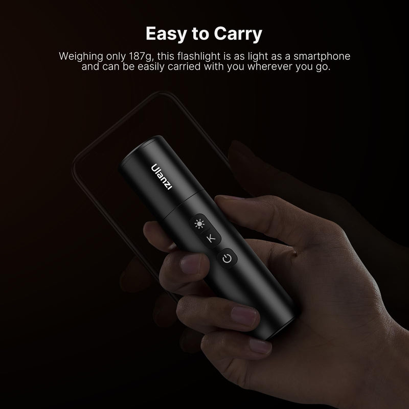 ULANZI LM07 LED Photography Flashlight w 1/4" thread, Handheld Videography Light Spotlight 2000K-5500K-8000K Bi-color Zoomable 2000mAh Rechargeable Portable Video Light for Camera Tripod Stand Cage