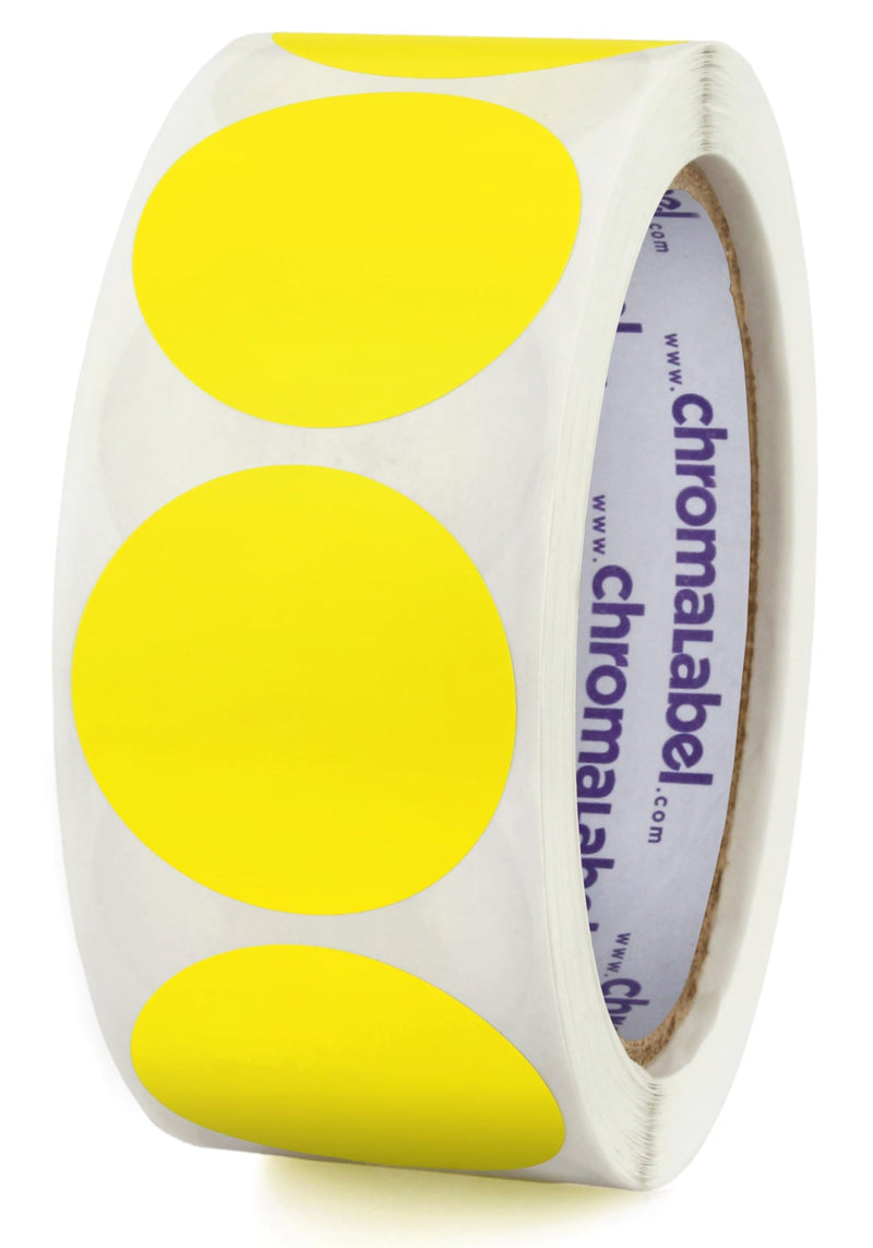 ChromaLabel 1.50 Inch Round Label Removable Color Code Dot Stickers, Inventory Label, 500 Labels per Roll, Yellow