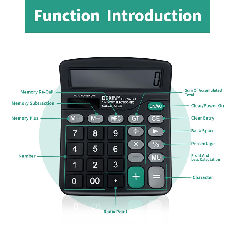 8pcs Solar Calculators Desktop Big Button Basic for Students Office Hand Held Calculator Simple 12 Digit Large Display 4 Function Calculators for Students