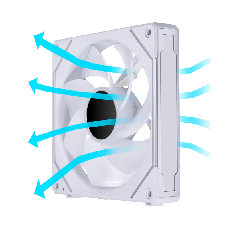 Lian Li UNI Fan SL-Infinity 140 Reverse Blade-Single Pack-ARGB Fan-Daisy-Chain Design-Infinity Mirror-Customizable Lighting Effects-Without Controller-White-(14RSLIN1W) SLIN140-R Reverse Single Pack White