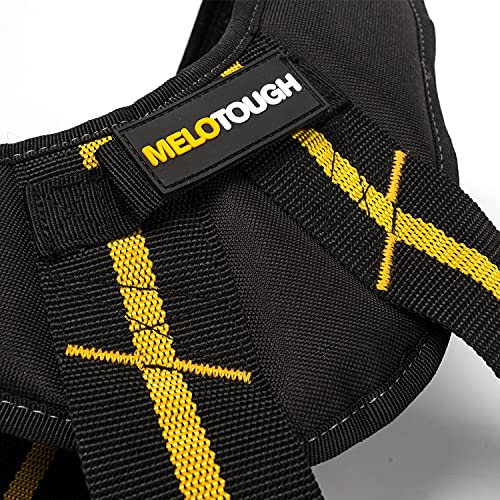 MELOTOUGH 1 PACK Tool Belt Suspenders Heavy Duty Work for Carpenter + 1 PACK Drill Holster Power Tool Holder with Drill Bit Tote