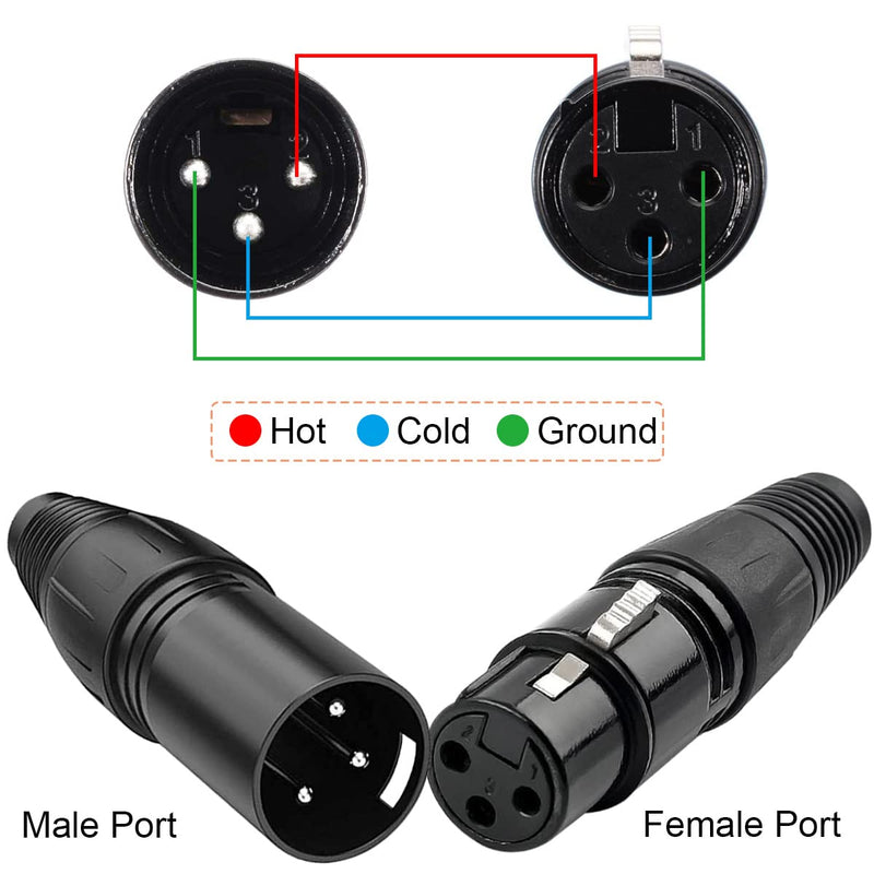 XLR Male 3 Pin Adapter Microphone Cable XLR Solder Connector 5 Male and 5 Female XLR Microphone Connectors Pack of 10