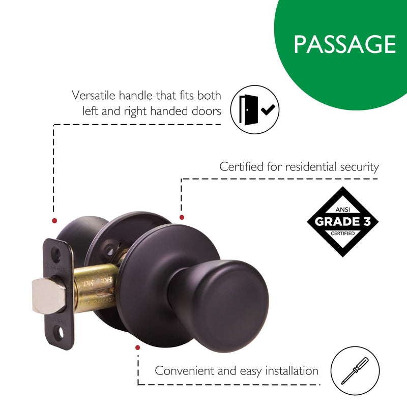 Design House 779256 Tulip Passage Hall and Closet Door Knob Matte Black Hall & Closet Lock
