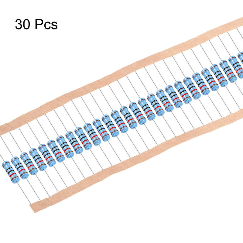 sourcing map Pack of 30 Metal Film Resistors 120 Ohm 2W 1% Tolerance 5 Color Band de