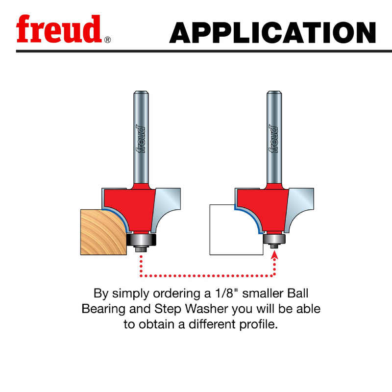 Freud 34-124: 3/8" Radius Rounding Over Bit with 1/2" Shank, 2-5/8" Overall Length