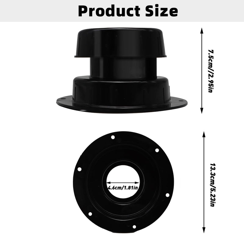 RV Plumbing Vent Caps Kit 2Pcs Trailer Camper Vent Cap Replacement Plastic Roof Sewer Vent Cover Caps for 1 to 2 3/8 Inch Pipe (Black) Black