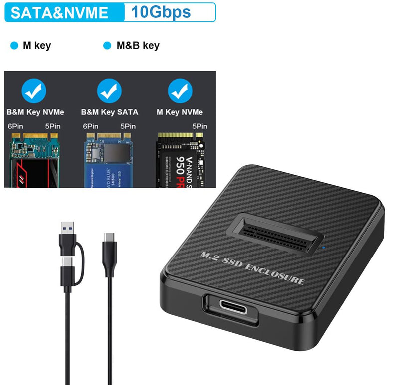 NVME to USB Docking Station, M.2 SSD to USB Adapter Portable External SSD Enclosure for M.2 (M Key) NVMe SSD and (B+M Key) SATA-Based SSD Compatible with Thunderbolt 4/3 (Grey)