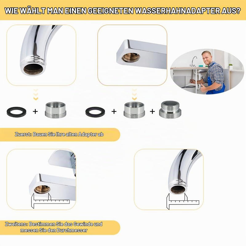 16 Pieces 16-28 mm Tap Adapter with 32 Seals | Universal Tap Adapter with Thread, Male Thread Adapter Tap for Kitchen, Garden Hose, Sink
