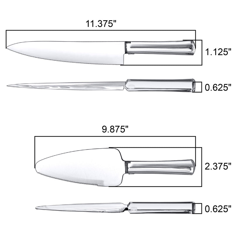 Amazing Abby Plastic Cake Knife and Server Set (Set of 4), Acrylic Cake Cutting Set, 11-Inch Knife and 10-Inch Server, Good for Cake, Pie, Pastry, Great for Birthday, Party, Wedding, and More 4-Pack