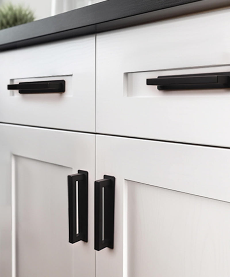 RVPEKUPE Adhesive Cabinet Handles Stick on Handle Self Stick Sliding Shower Door Handle 6" Black 8-Pack Overall Length 6"